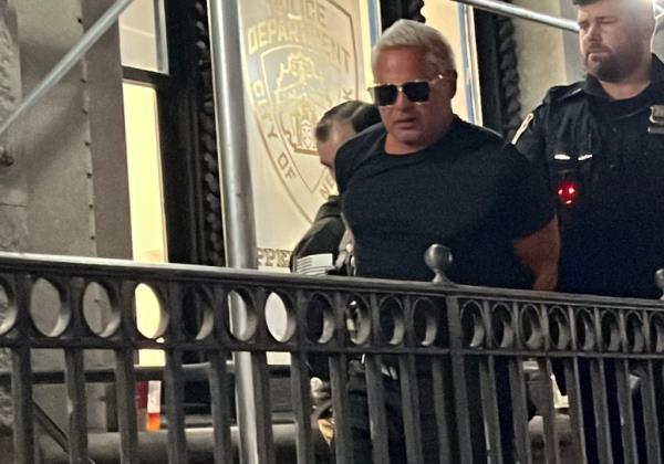 Vaughn was hauled into the 19th Precinct after his arrest at the townhouse he shares with Mugrabi on Sunday night